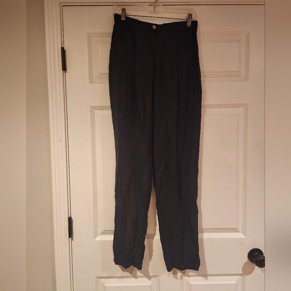 Tommy Bahama vintage 100% silk black straight leg pants Size 8